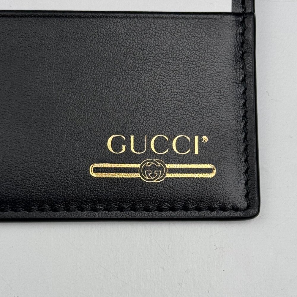 Brand New Gucci Black & Gold Card Holder Double Sided Leather - Picture 3 of 4